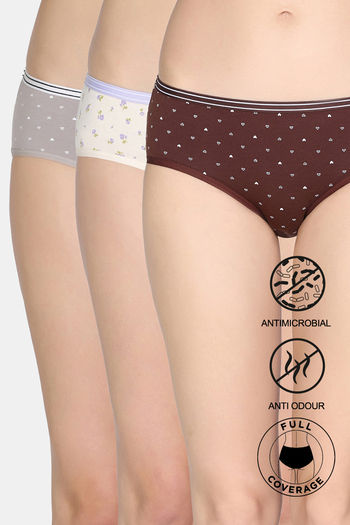 Buy Zivame Low Rise Full Coverage Hipster Panty (Pack of 3) - Multicolor